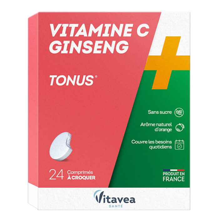 NUTRISANTE VITAMINE C + GINSENG 24 COMPRIMES A CROQUER