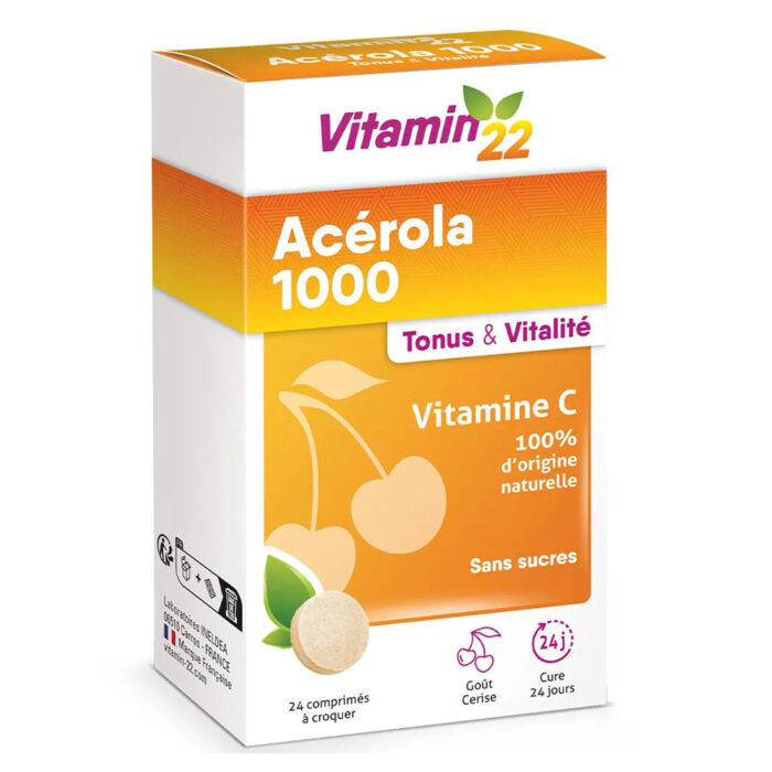 VITAMIN 22 ACEROLA 1000 TONUS & VITALITE VITAMINE C INELDEA 24 COMPRIMES
