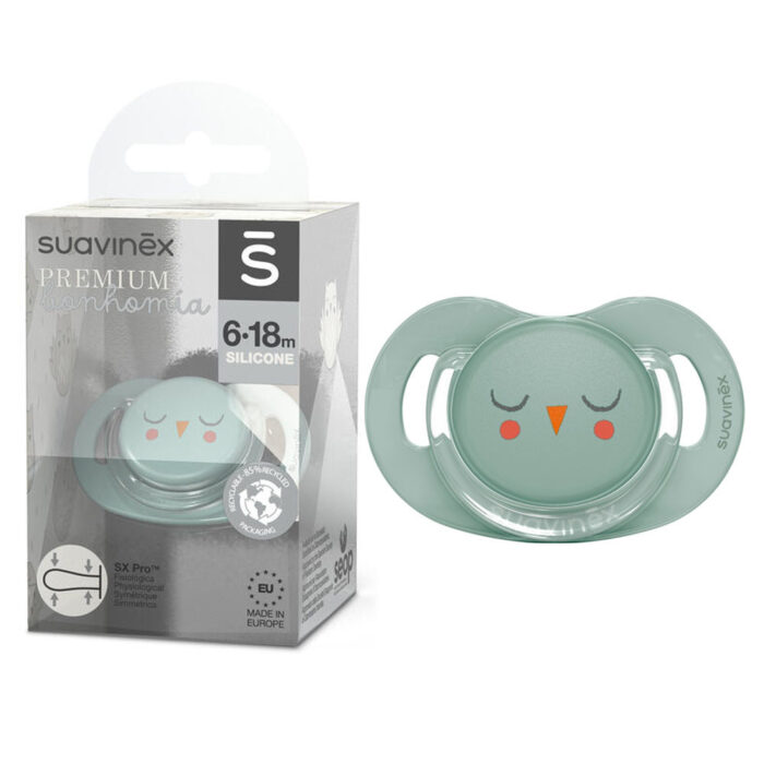 SUAVINEX SUCETTE PHYSIOLOGIQUE SILICONE 6-18 MOIS VERT