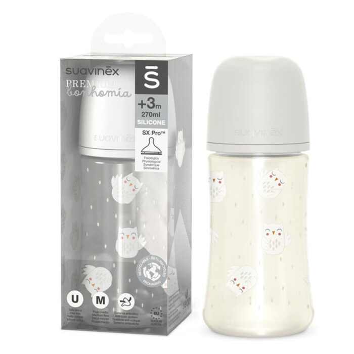 SUAVINEX BIBERON +3M 270 ML HIBOU BEIGE
