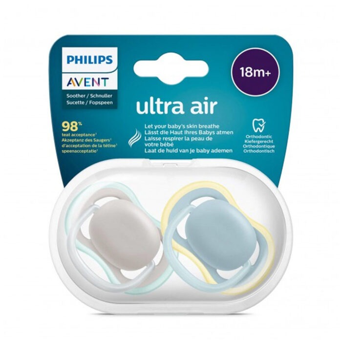 AVENT SUCETTES ULTRA AIR ORTHODONTIC SANS MOTIF+ 18MOIS