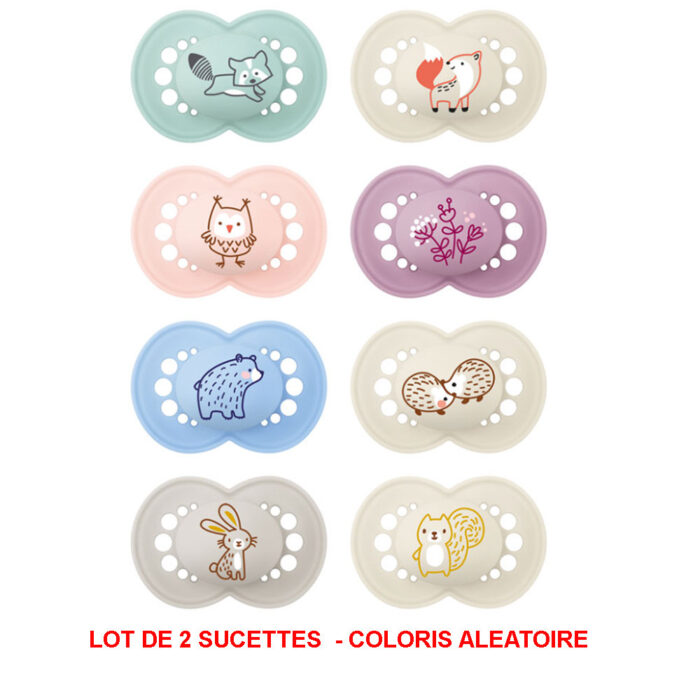 MAM SUCETTES ORIGINAL SILICONE NATURE +6MOIS LOT DE 2 - DECOR 49