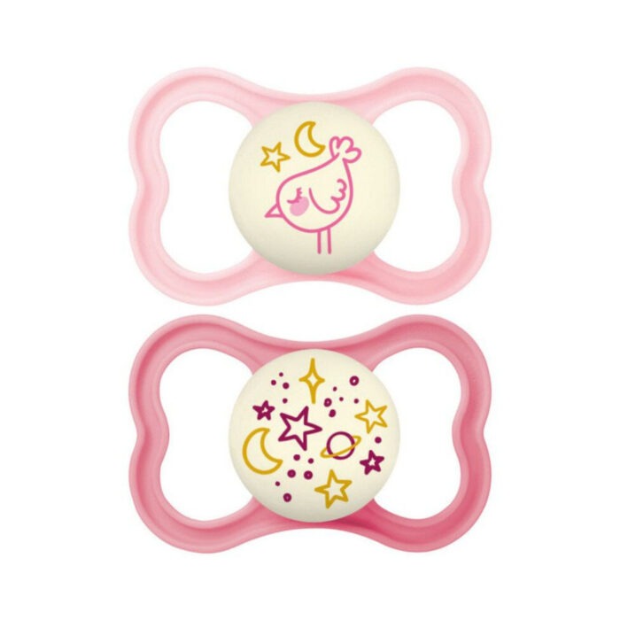 MAM SUPREME 2 SUCETTES SILICONE 18 MOIS+ NUIT REF 38