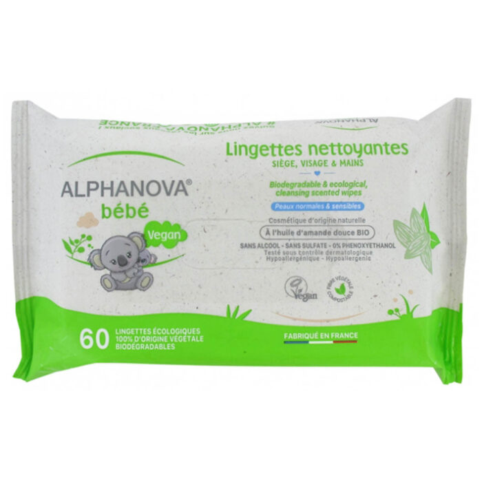 ALPHANOVA LINGETTES NETTOYANTES PEAUX NORMALES & SENSIBLES X60 LINGETTES