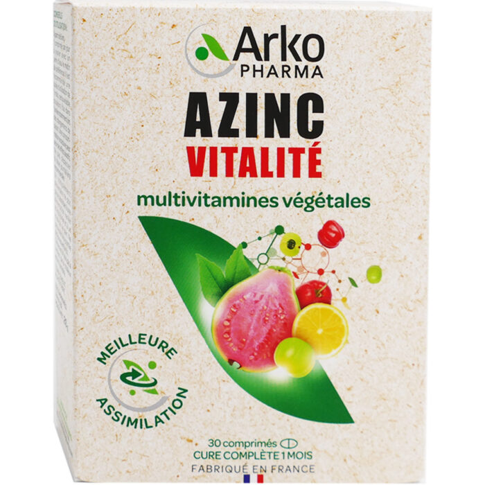 ARKOPHARMA AZINC VITALITE MULTIVITAMINES VEGETALES 30 COMPRIMES