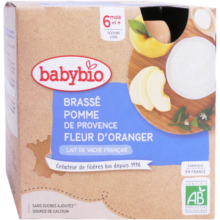 BABYBIO GOURDES BIO BRASSE POMME FLEUR D'ORANGER 4X85G