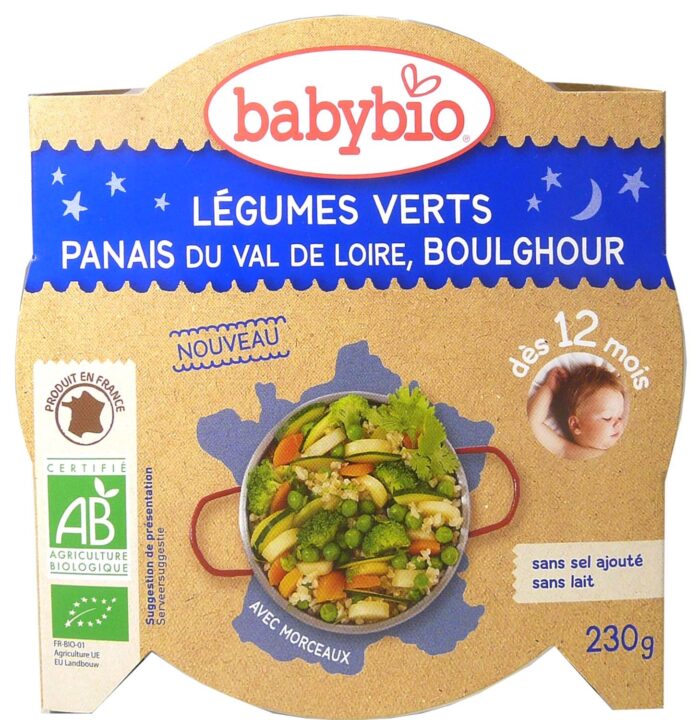 BABYBIO ASSIETTE LEGUMES VERTS-PANAIS-BOULGHOUR 230 G