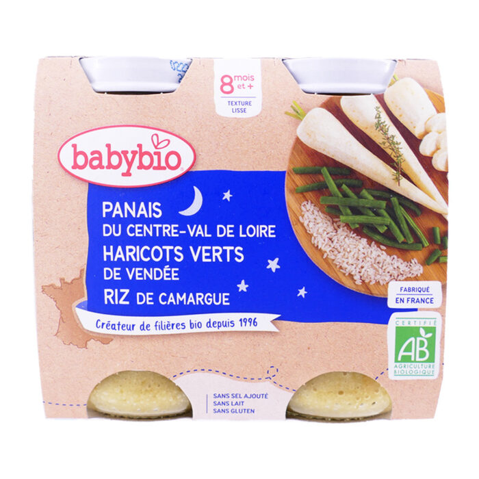 BABYBIO PANAIS HARICOTS VERTS RIZ BIO 2X200G 8 MOIS+