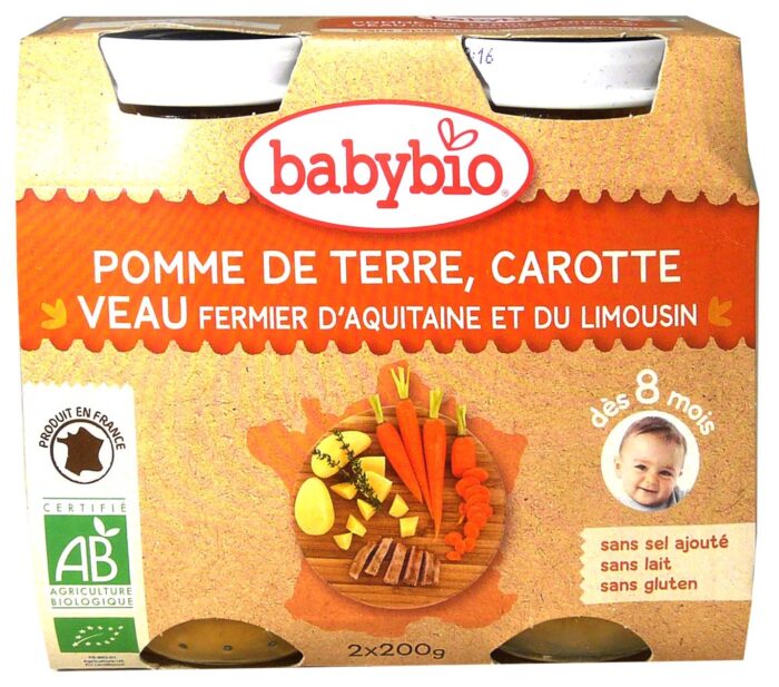 BABYBIO POMME DE TERRE-CAROTTE-VEAU 2x200 G