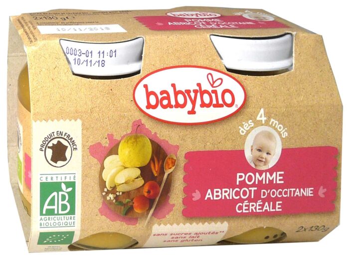 BABYBIO POMME-ABRICOT-CEREALE 2x130 G