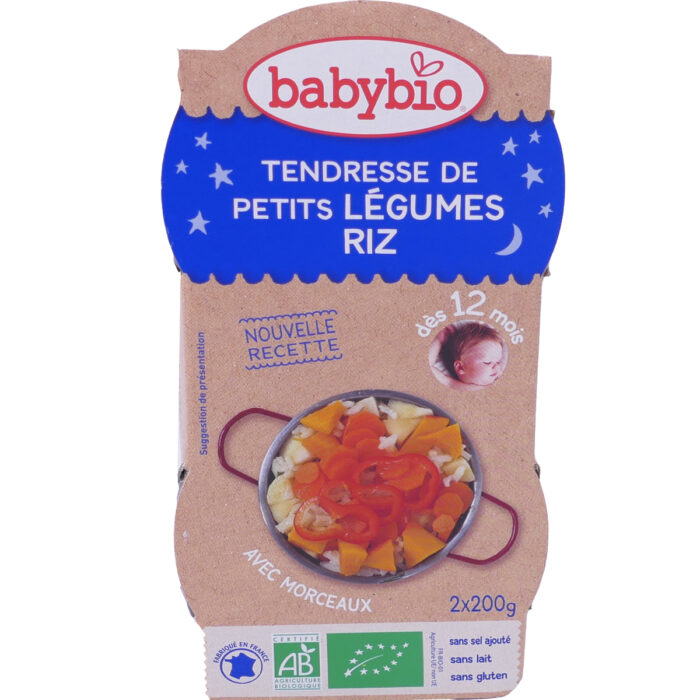 BABYBIO TENDRESSE DE PETITS LEGUMES RIZ 2 X 200 G