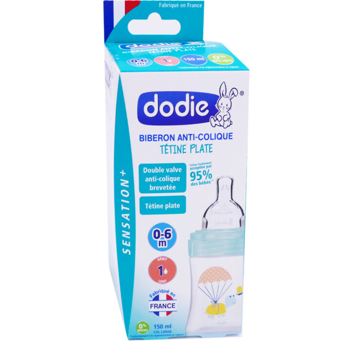 DODIE BIBERON ANTI-COLIQUE TETINE PLATE 150ML DEBIT 1