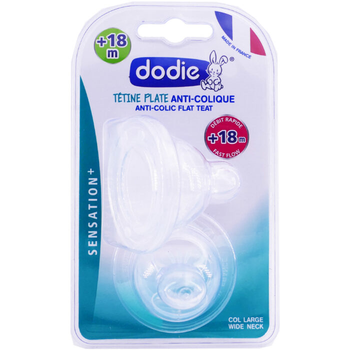 DODIE SENSATION+ TETINE PLATE ANTI COLIQUE +18M LOT DE 2