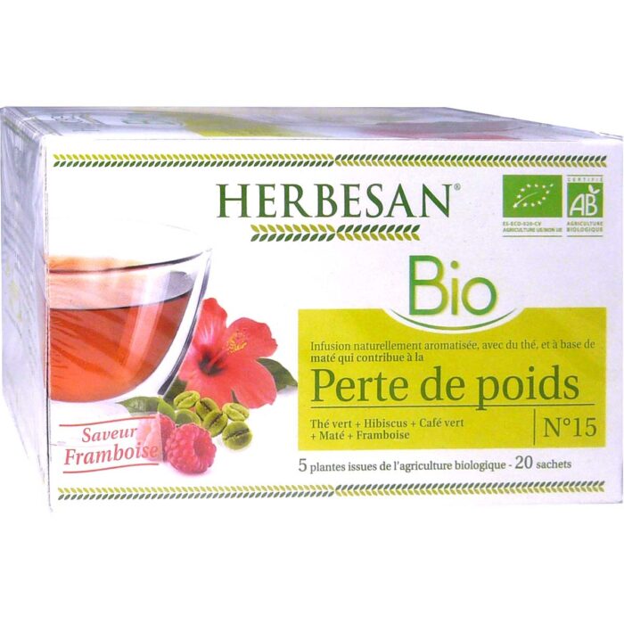 HERBESAN INFUSION BIO PERTE DE POIDS GOUT FRAMBOISE x20 SACHETS