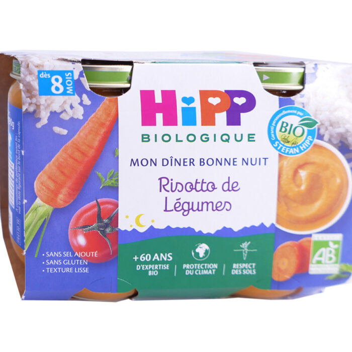 HIPP BIOLOGIQUE MON DINER BONNE NUIT BIO RISOTTO DE LEGUMES 2X190G