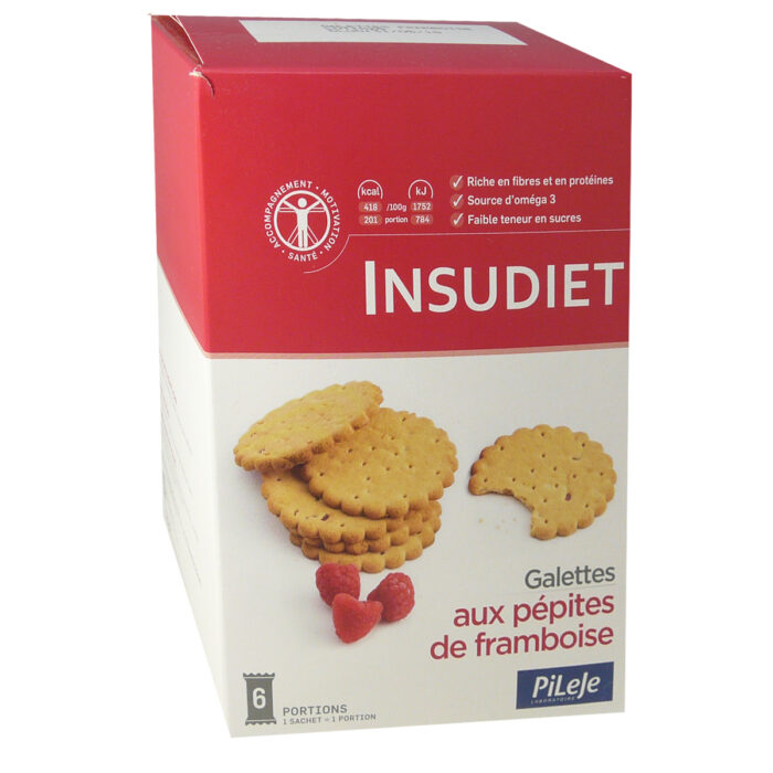 INSUDIET BARRES AUX PEPITES DE FRAMBOISES 6 PORTIONS 45g