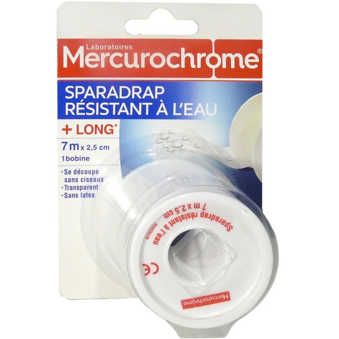 MERCUROCHROME SPARADRAP RESISTANT A L'EAU 7Mx2.5CM