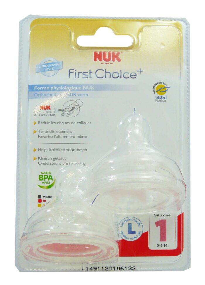 NUK LOT DE 2 TETINES SILICONE LAIT EPAISSI 0-6 MOIS