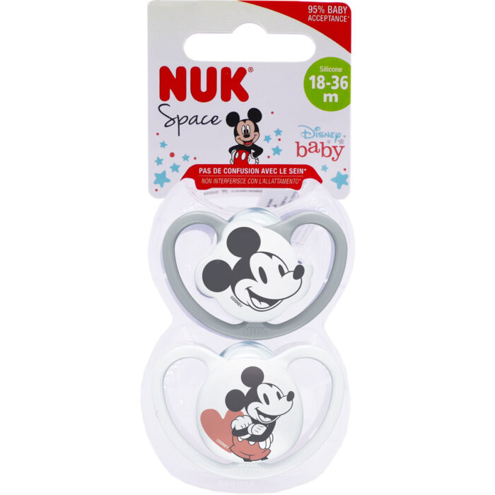 NUK SPACE SUCETTES 18-36 MOIS DISNEY MICKEY LOT DE 2