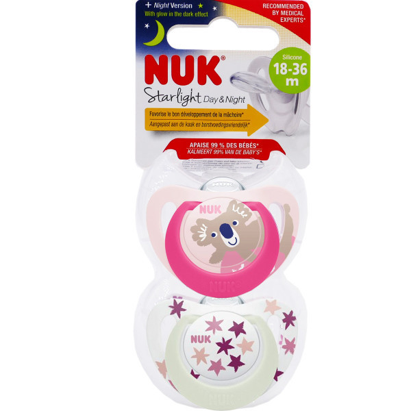 NUK SUCETTES STARLIGHT DAY & NIGHT 18-36 MOIS LOT DE 2 – Image 2