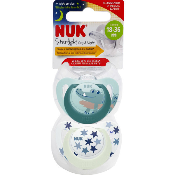 NUK SUCETTES STARLIGHT DAY & NIGHT 18-36 MOIS LOT DE 2 – Image 3