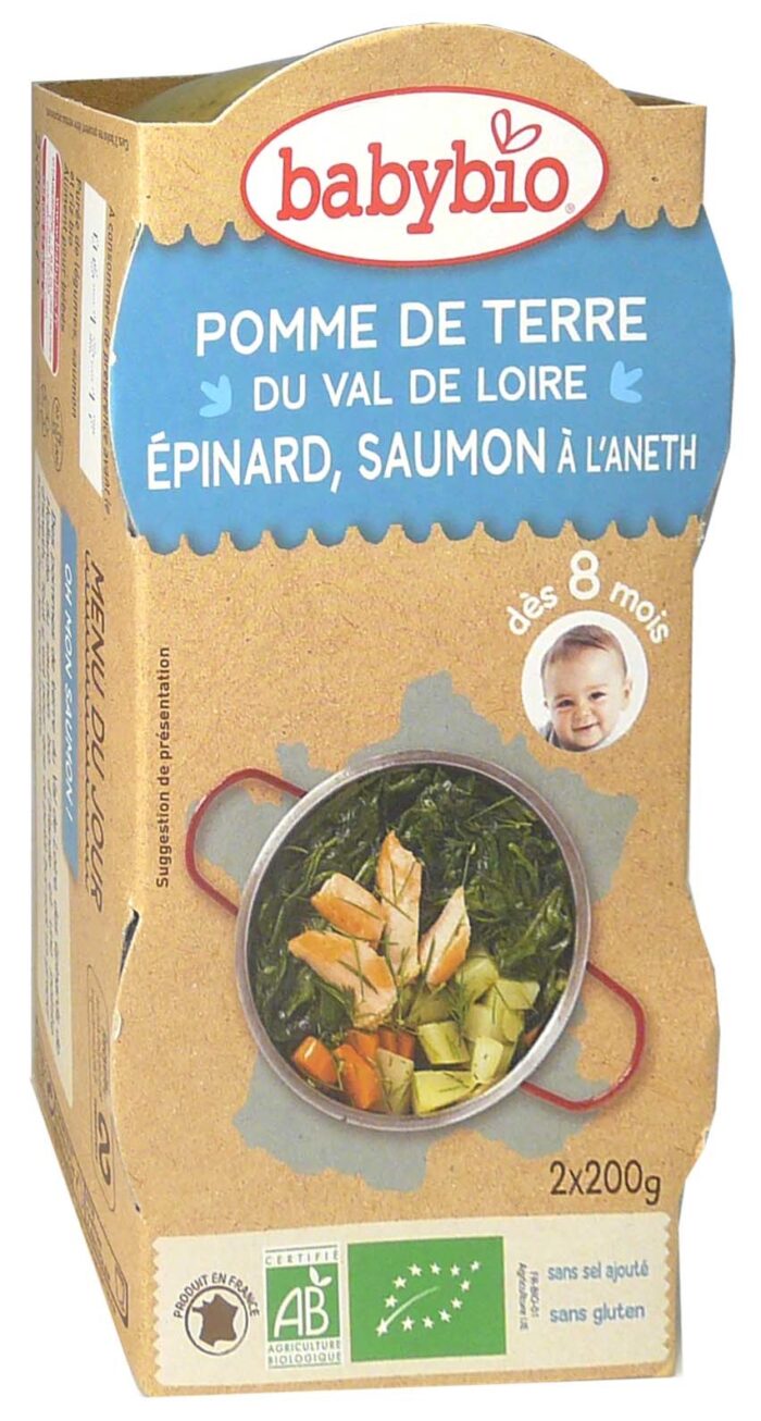 BABYBIO POMME DE TERRE-EPINARD-SAUMON 2x200G