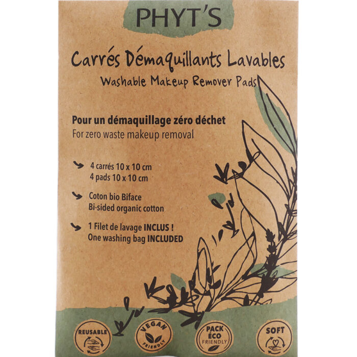 PHYT'S CARRES DEMAQUILLANTS LAVABLES 4 CARRES 10X10CM