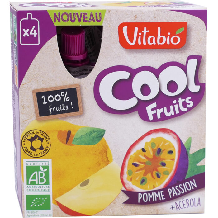 VITABIO COOL FRUITS POMME PASSION ACEROLA 4 X 90 G