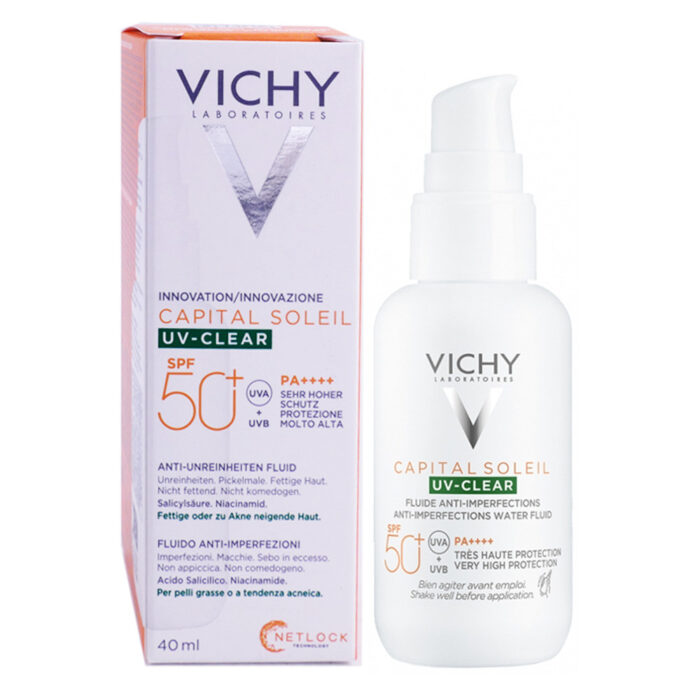 VICHY CAPITAL SOLEIL SPF50+ UV CLEAR FLUIDE ANTI IMPERFECTION 40ML – Image 2