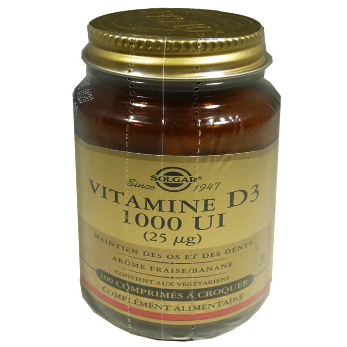 SOLGAR VITAMINE D3 1000UI 100 COMPRIMES A CROQUER