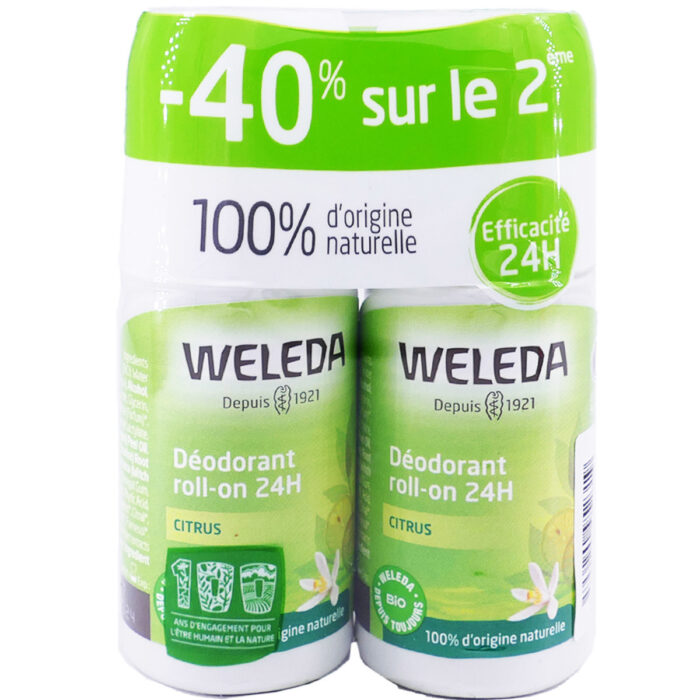 WELEDA DEODORANT BIO ROLL'ON 24H CITRUS LOT DE 2X50ML