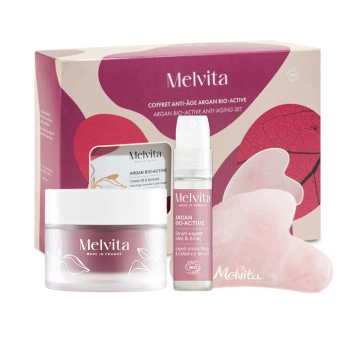 MELVITA COFFRET ANTI AGE ARGAN BIO-ACTIVE 2 SOINS + 1 GUA SHA