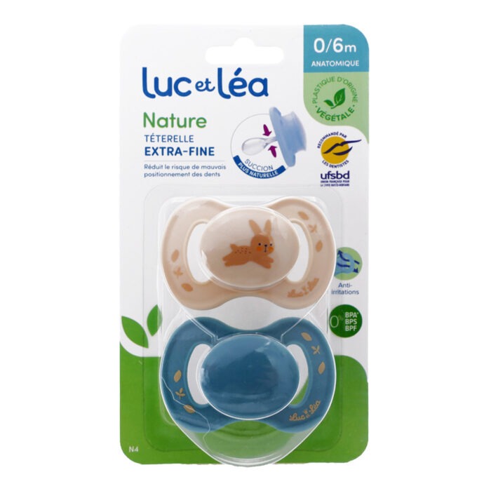 LUC ET LEA SUCETTE ANATOMIQUE NATURE LOT DE 2 SUCETTES 0-6M LAPIN