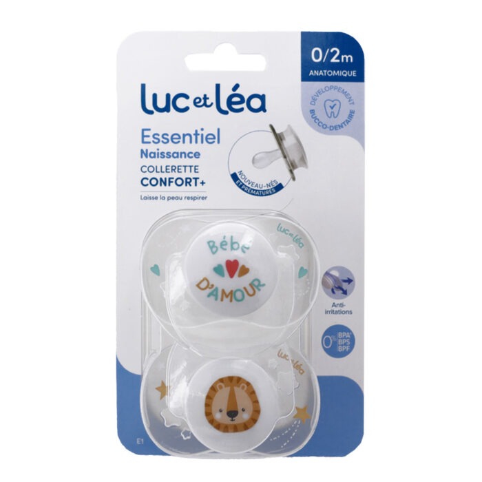 LUC ET LEA SUCETTE ANATOMIQUE ESSENTIEL NAISSANCE CONFORT+ LOT DE 2 SUCETTES 0-2M