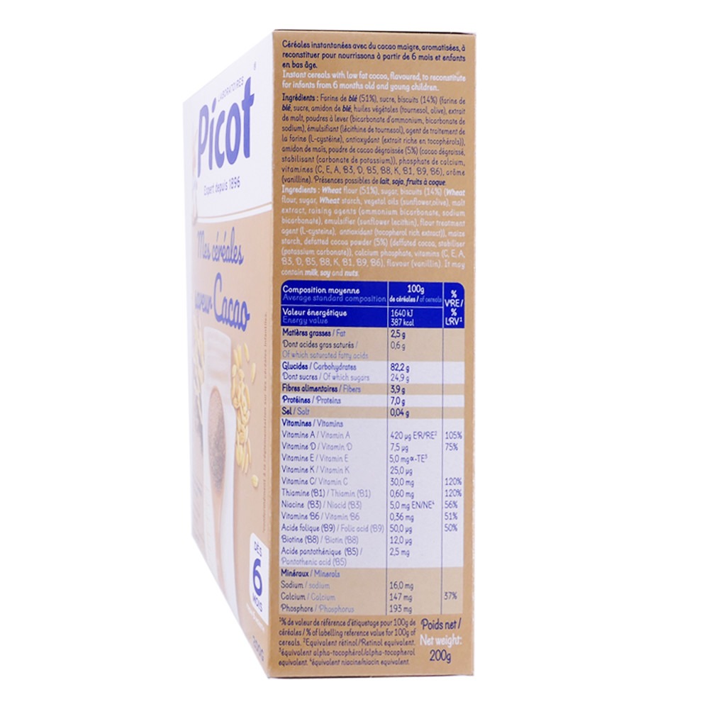 PICOT MES CEREALES DES 6 MOIS SAVEUR CACAO 200G – Image 2