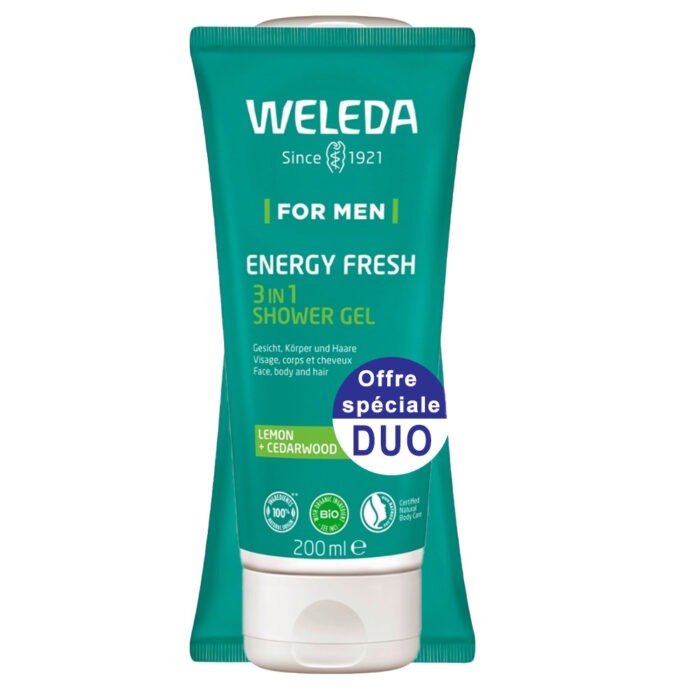 WELEDA BIO FOR MEN ENERGY FRESH GEL DOUCHE 3 EN 1 LOT DE 2X200ML