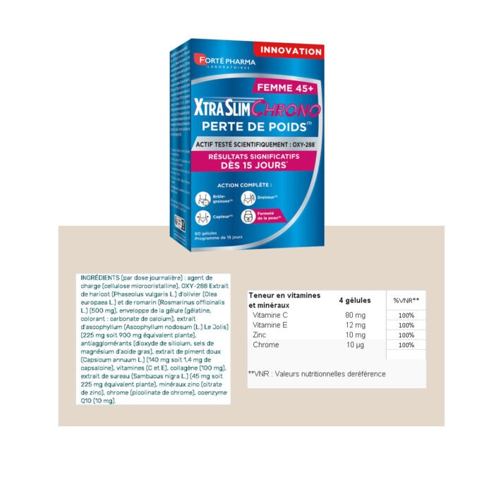 FORTE PHARMA XTRASLIM CHRONO PERTE DE POIDS FEMME 45+ 60 GELULES – Image 2