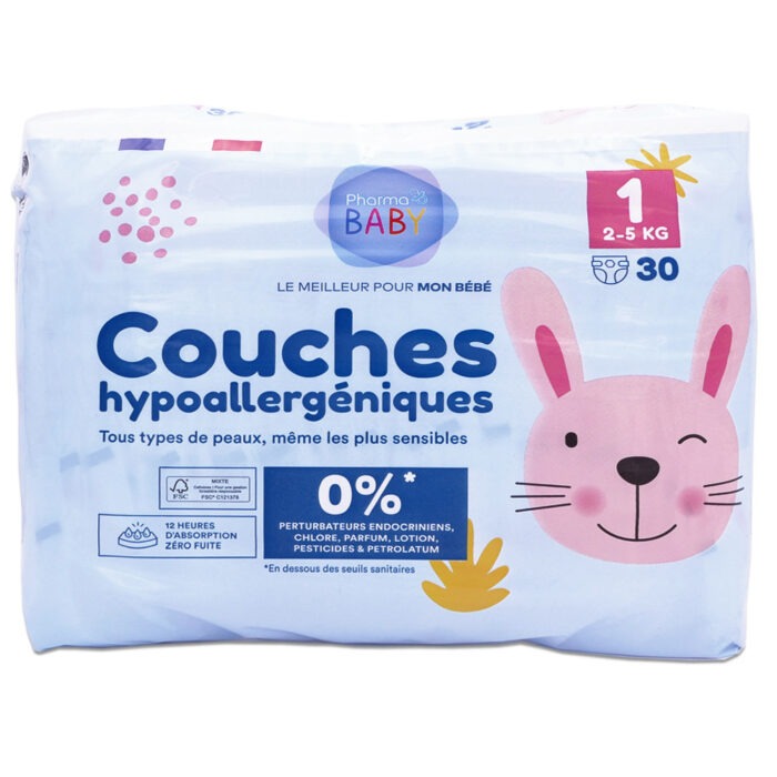 COUCHES HYPOALLERGENIQUES TAILLE 1 30 COUCHES PHARMABABY