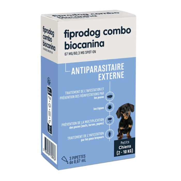 BIOCANINA FIPRODOG COMBO ANTIPARASITAIRE EXTERNE PETITS CHIENS 2-10KG 3 PIPETTES