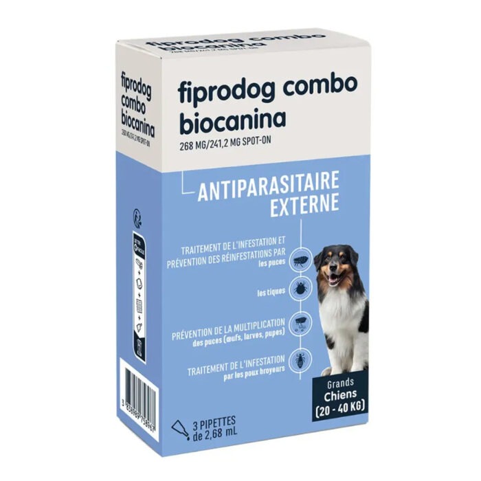 BIOCANINA FIPRODOG COMBO ANTIPARASITAIRE EXTERNE GRANDS CHIENS 20-40KG 3 PIPETTES