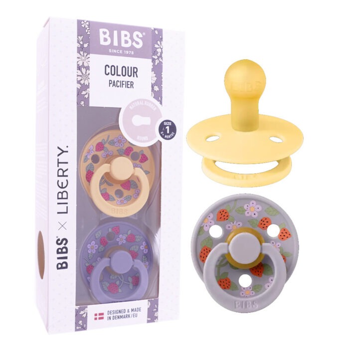 BIBS COLOUR PACIFIER 2 SUCETTES STRAWBERRIES & CREAM BEURRE PALE