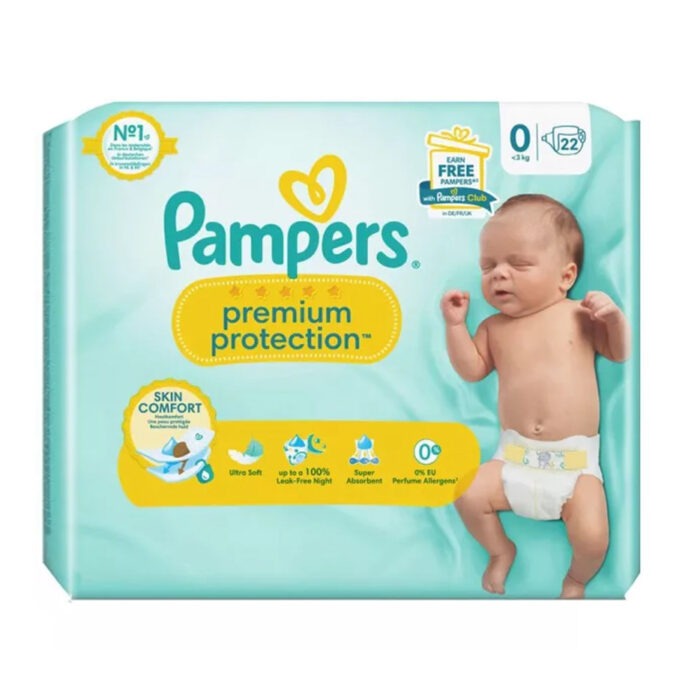 PAMPERS PREMIUM PROTECTION 22 COUCHES TAILLE 0