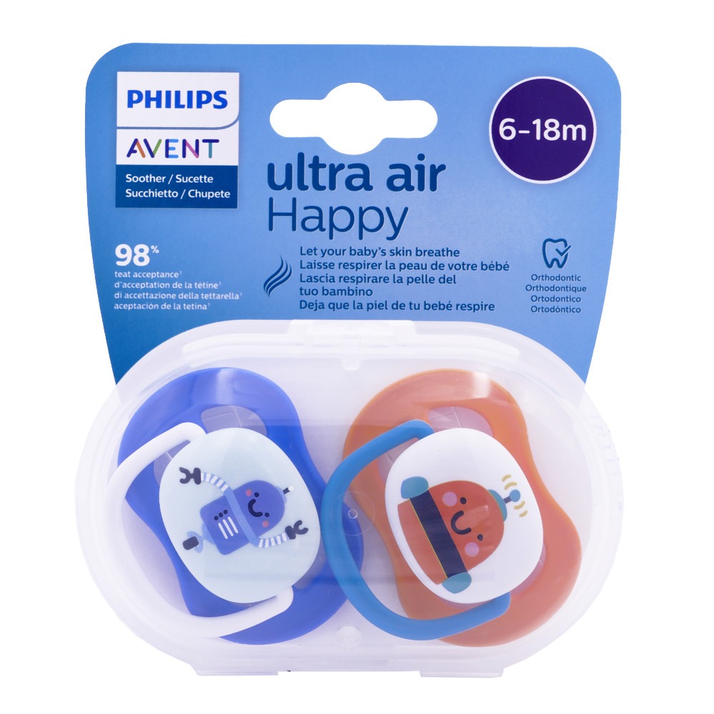 AVENT ULTRA AIR HAPPY LOT DE 2 SUCETTES 6-18 MOIS – Image 2
