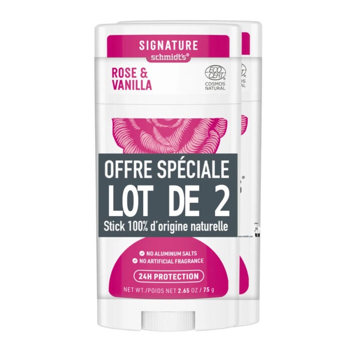 SIGNATURE DÉODORANT STICK ROSE & VANILLE LOT DE 2X58ML